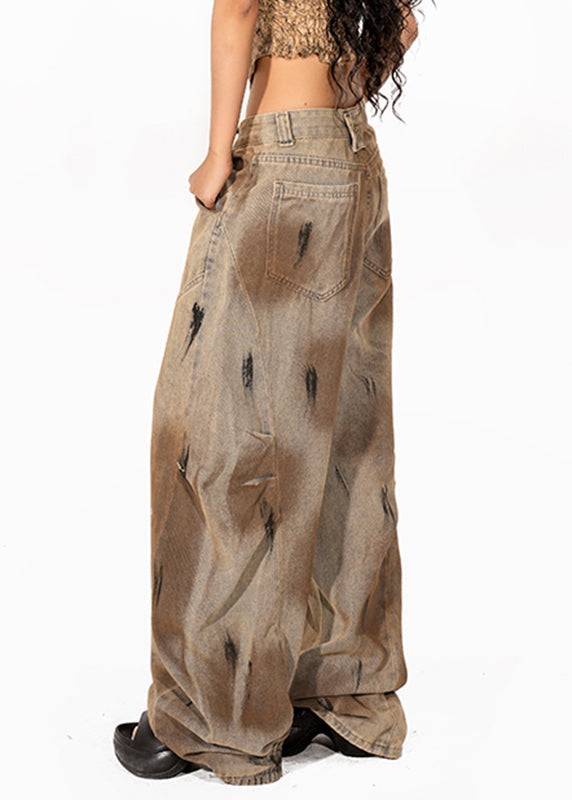 Patchwork Tie Dye Wide Leg Jeans Summer