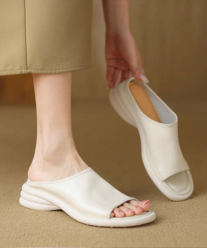 Pink Splicing Peep Toe Slide Sandals