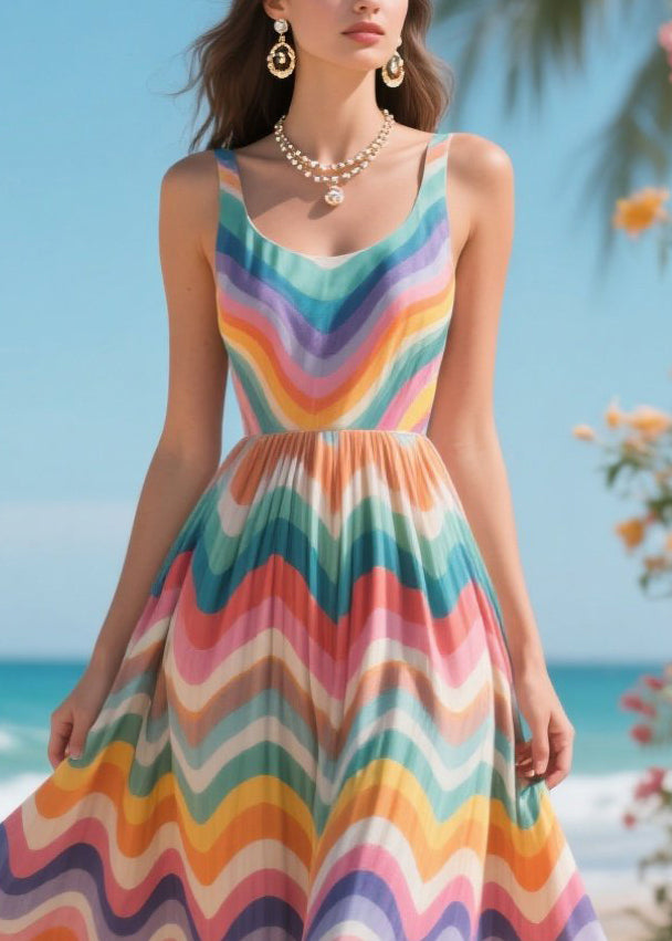 Rainbow Lace Patchwork Exra Large Hem Chiffon Sundress Summer