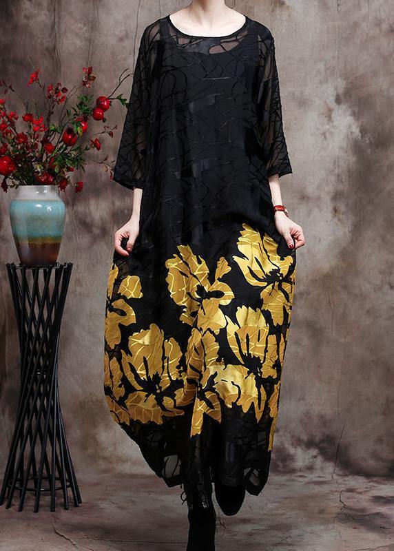 Lace Maxi Dress Yellow Loose Dress Summer