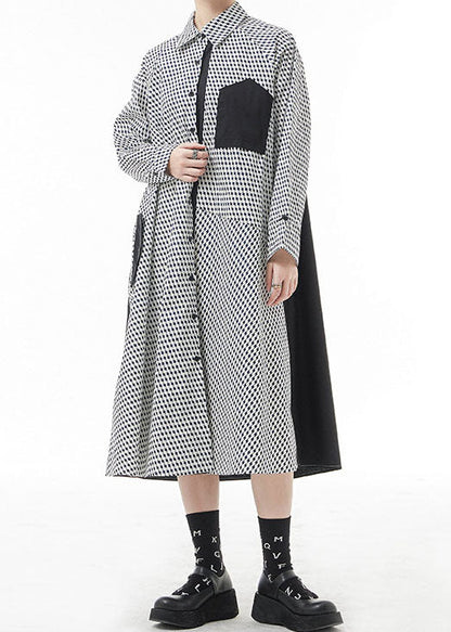 White Peter Pan Collar Button Patchwork Shirt Dresses Spring