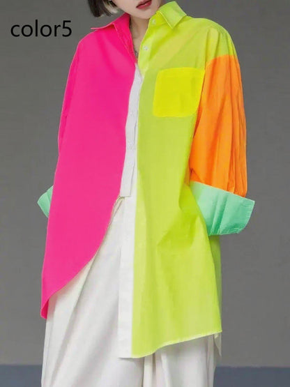 Unique Floral4 Asymmetrical Design Side Open Cotton Long Shirts Spring