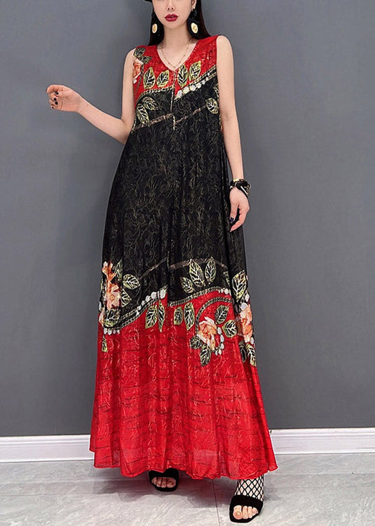 Black Chiffon Holiday a Line Dress Tie Waist Sleeveless