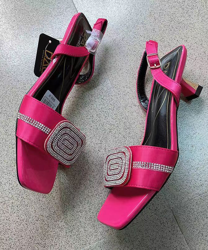 European and American Rose Zircon Open Toe High Heels Sandals