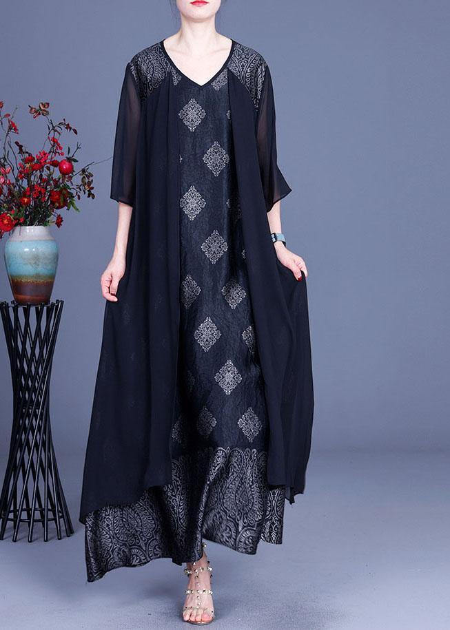 Red Print Patchwork Summer Silk Party Dress