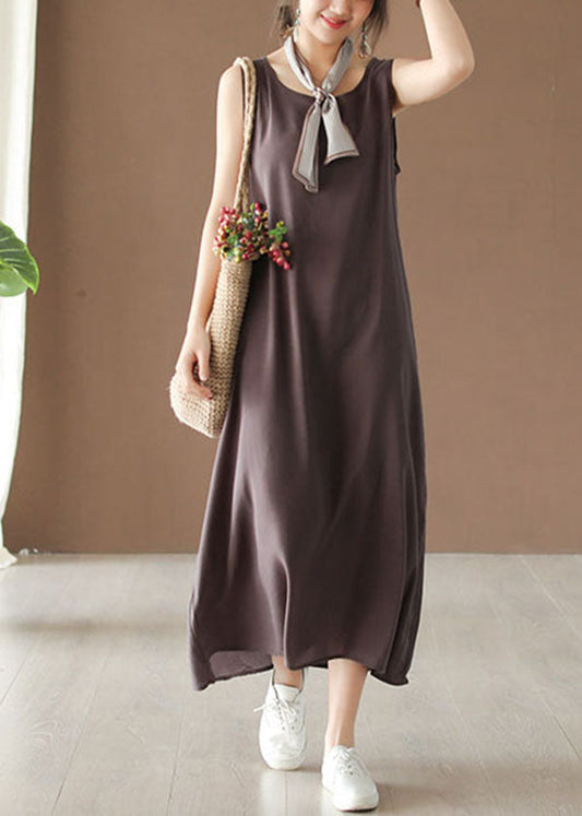 Dark Chocolate Cotton Vacation Spaghetti Strap Dresses Summer