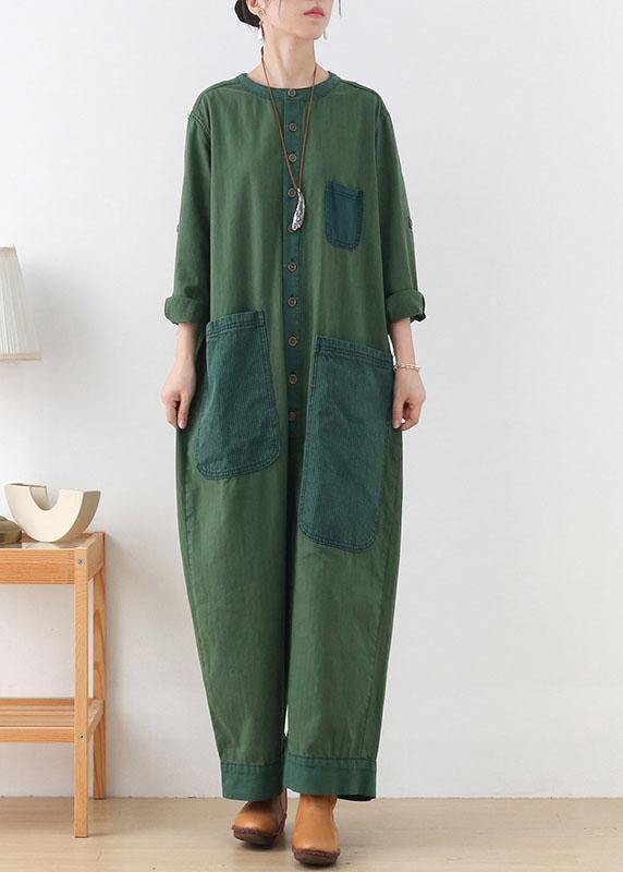 Diy Green Retro Spring Denim Romper Outfit