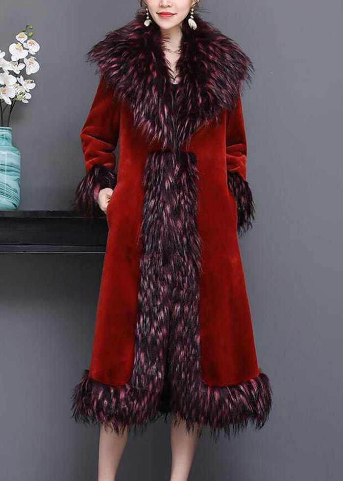 Mulberry Fur Collar Thick Faux Fur Jackets Winter