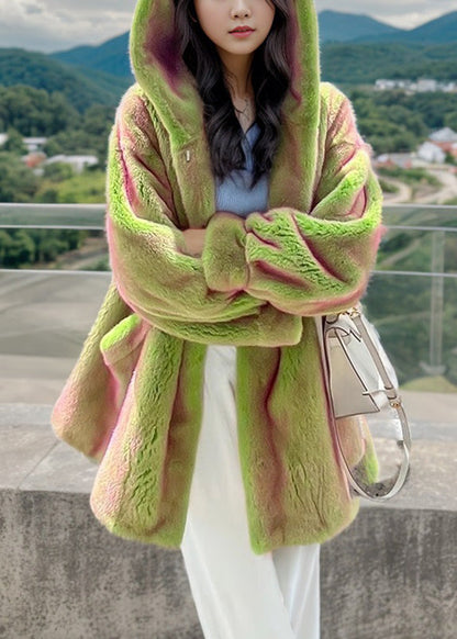 Green Cinched Hooded Coats Winter