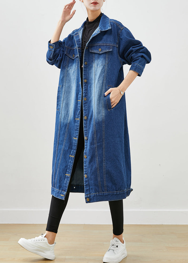 Blue Oversized Button Down Denim Trench Fall