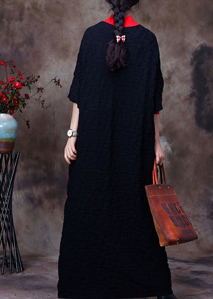 Black Bat Wing Sleeve Knit Long Sweater Winter