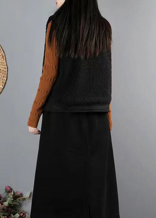 Black Button Patchwork Teddy Faux Fur Waistcoat Sleeveless