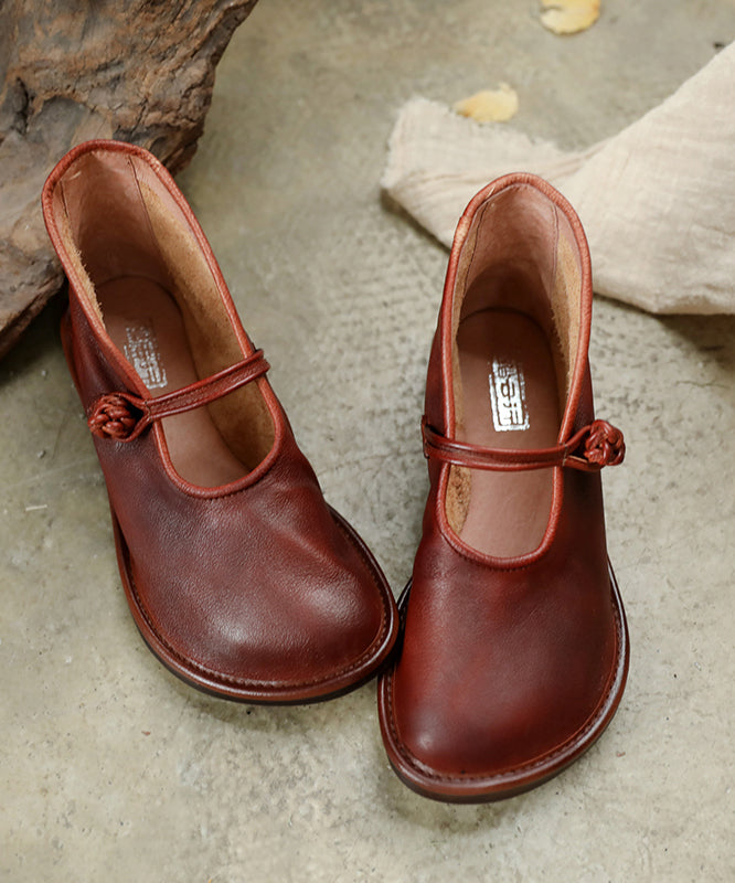 Comfortable Green Flat Feet Shoes Cowhide Leather Upper Buckle Strap Flat Shoes