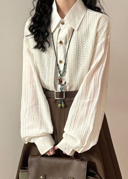 Loose Green Peter Pan Collar False Two Pieces Knit Patchwork Shirt Spring