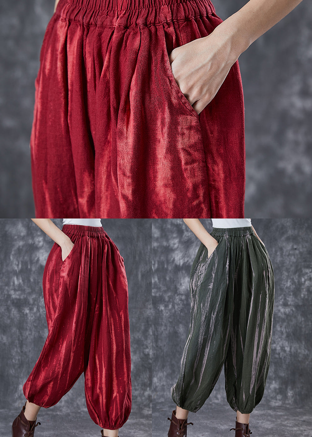 Mulberry Oversized Tie Dye Linen Lantern Pants Spring