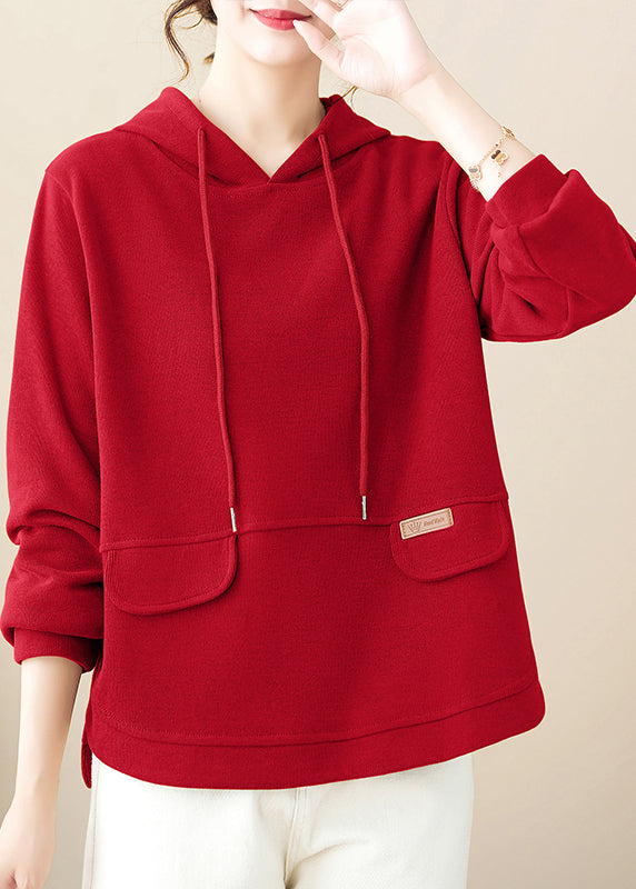 Black Hooded Cotton Pullover Fall
