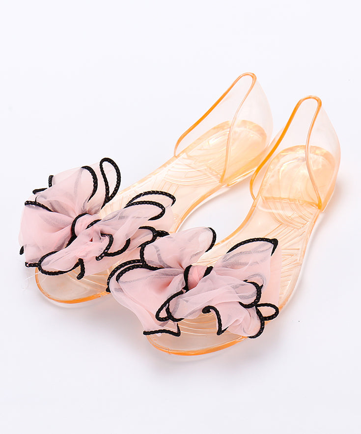 Red Clear Flat Sandals Splicing
