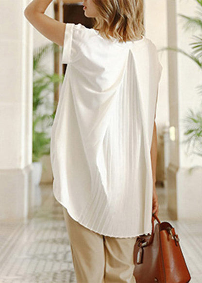 Caramel V Neck Chiffon T Shirt Short Sleeve