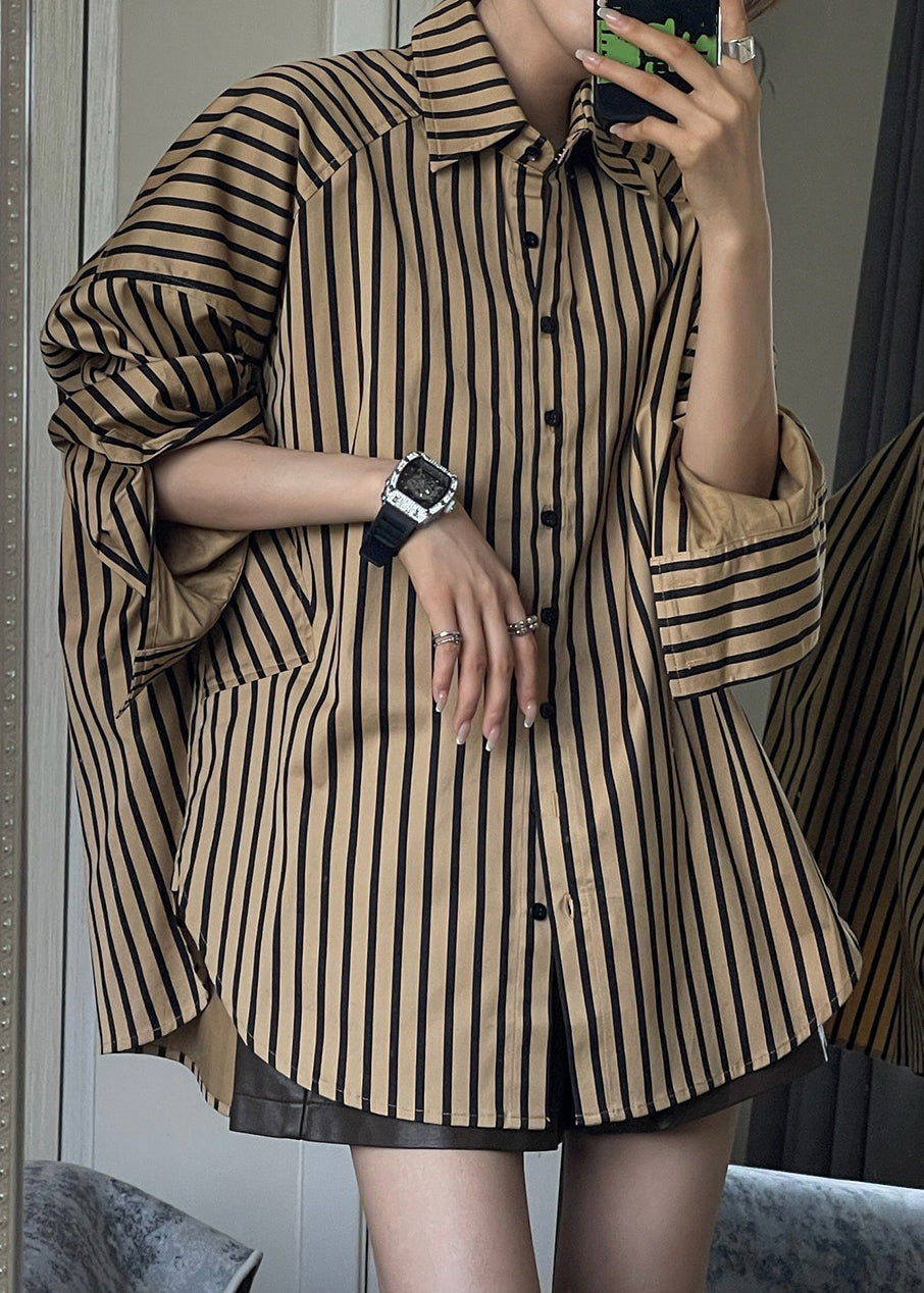 Black Coats and Striped Shirts Two Piece Set Spring