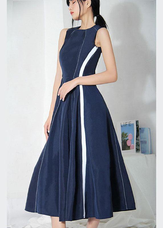 Navy Patchwork Sleeveless Party Dress Summer