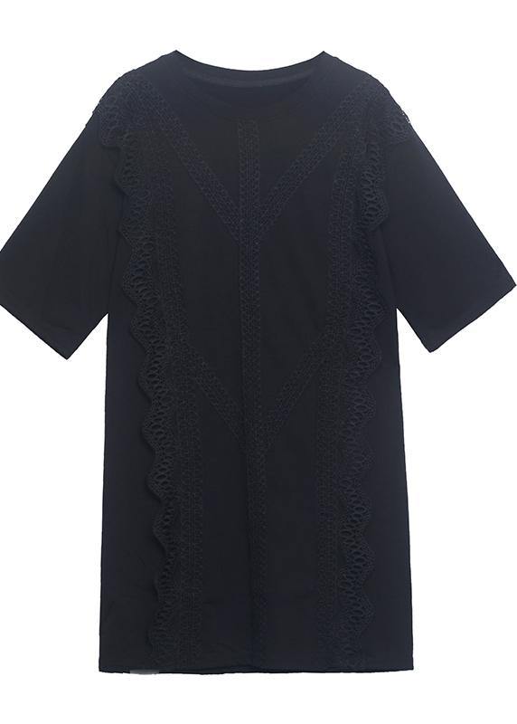 Organic Grey Cotton Patchwork Lace Summer Ankle Dress