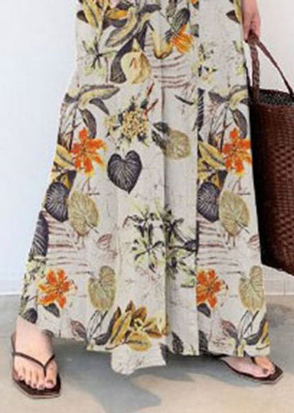 Retro Print Cotton Turn-down Collar Loose Shirt Dress With Pocket