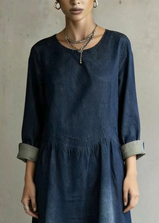 Navy Oversized Denim Ankle Dress Spring