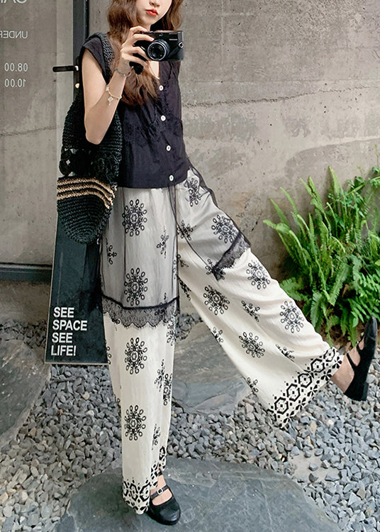 Black Patchwork Tulle Two Pieces Set Sleeveless