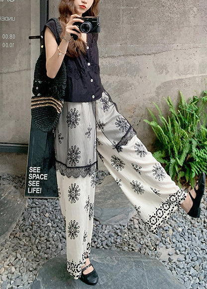 Black Patchwork Tulle Two Pieces Set Sleeveless