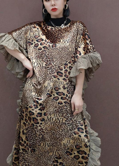Loose O Neck Ruffles Spring Clothes Lnspiration Leopard Dress