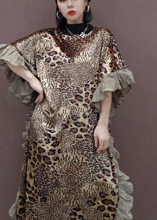 Loose O Neck Ruffles Spring Clothes Lnspiration Leopard Dress