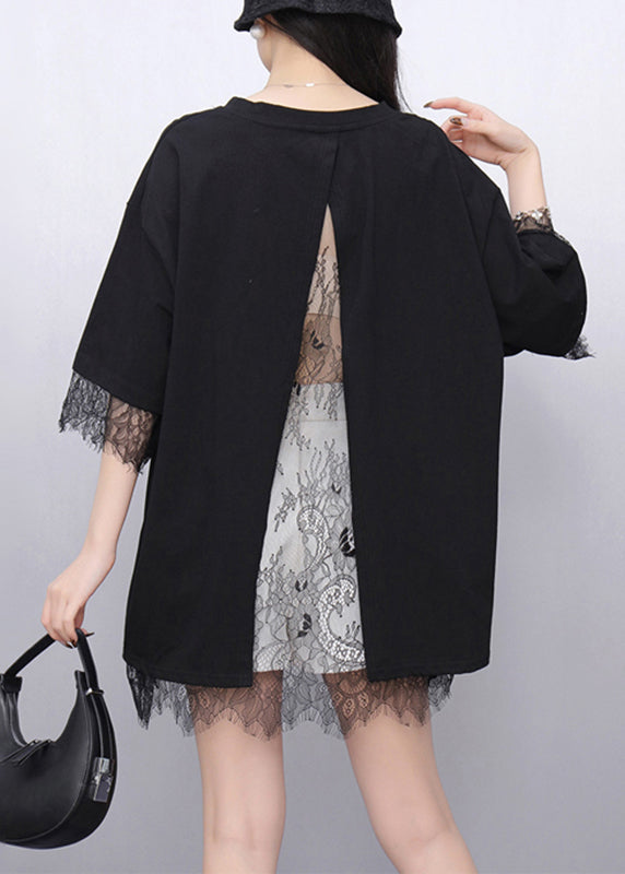 Black O-neck T Shirt Short Sleeve