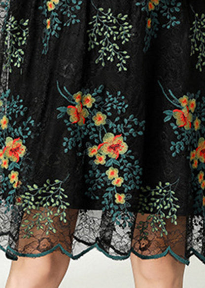 Black Hooded Patchwork Lace Dress Spring