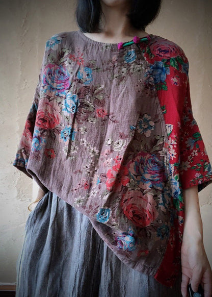 Organic Colour 1 O-neck Print Cotton Top Long Sleeve