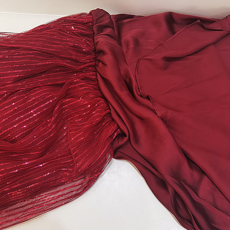 Mulberry Sequins Tulle Cinched Skirts Summer