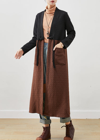 Colorblock Tasseled Patchwork Cotton Long Cardigans Winter