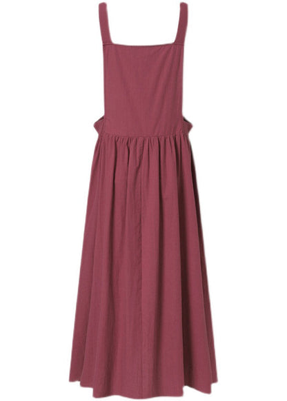 Red Slash Neck Patchwork Wrinkled Long Slip Dress Summer