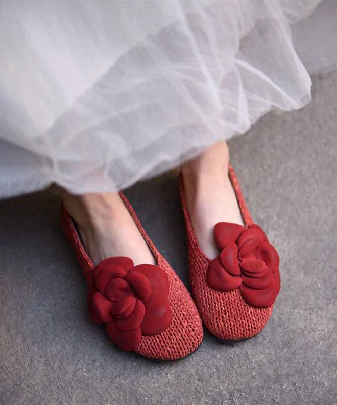Comfy Splicing Penny Loafers Red Sheepskin