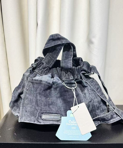 Classy Navy Durable Denim Tote Handbag
