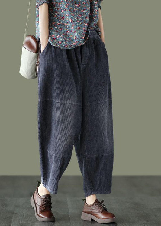 Grey Retro Patchwork Fall Pockets Pants