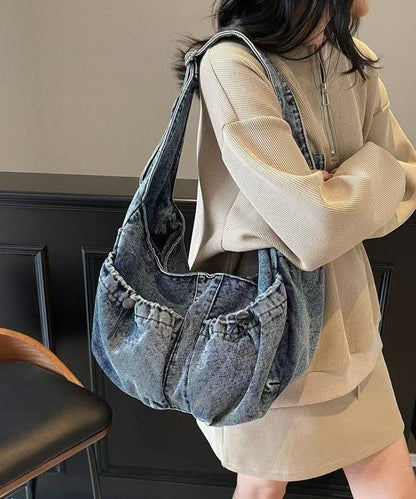 Blue Denim Pockets Large Capacity Crossbody Bag