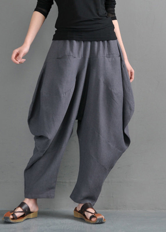 Grey Pockets Patchwork Lantern Pants Summer