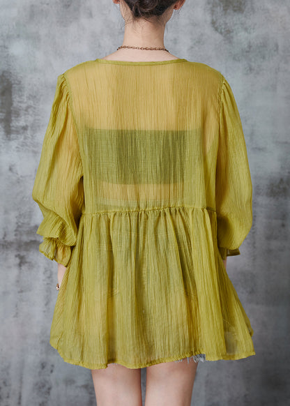 Modern Yellow Oversized Chiffon Upf 50+ Coat Summer