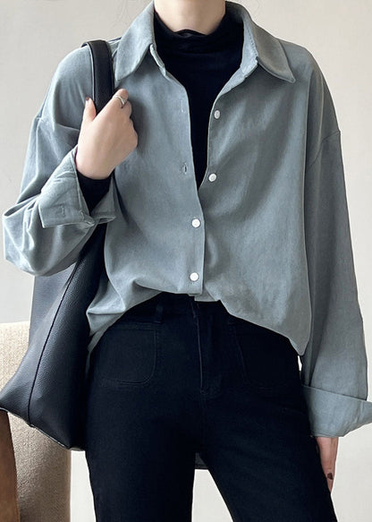 Apricot Patchwork Corduroy Shirt Spring