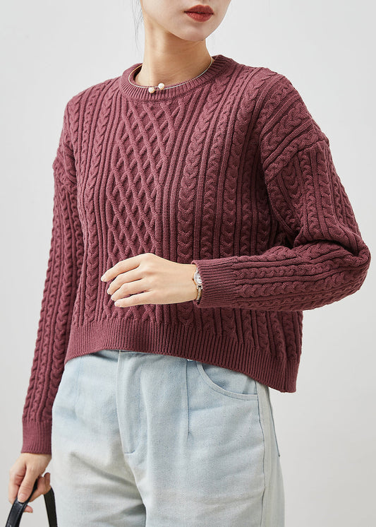 Purple Chunky Oversized Cable Knit Sweater Winter