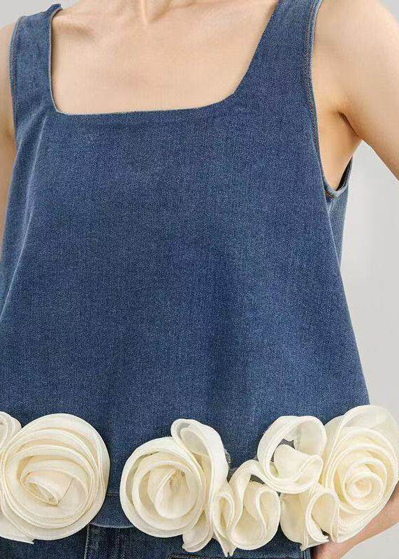 Organic Blue Oversized Handmade Denim Vest Sleeveless