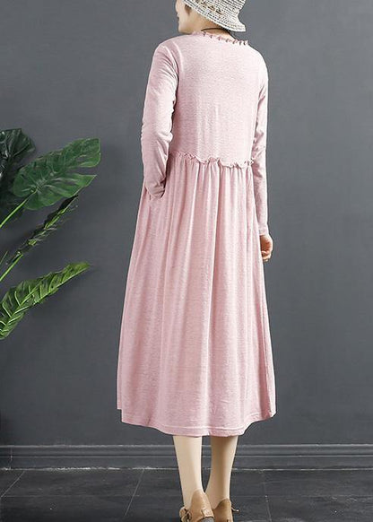 Diy Pink Ruffled Patchwork Loose Dress