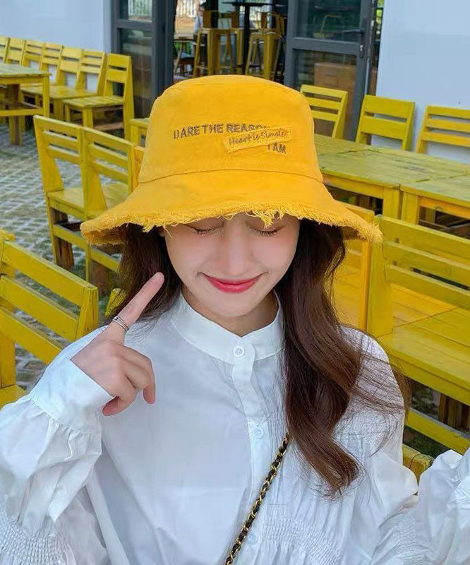 Stylish Black Letter Embroideried Denim Fabric Bucket Hat