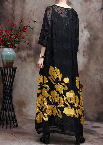 Lace Maxi Dress Yellow Loose Dress Summer