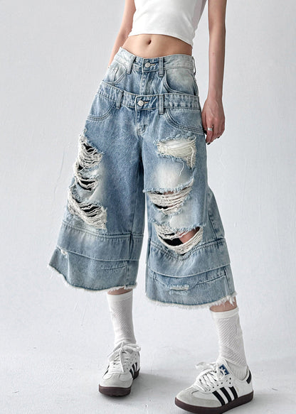 Blue Hole Original Design Denim Crop Pants Summer